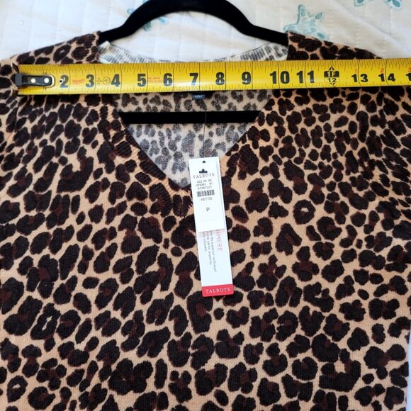 Talbots Cashmere V-Neck Sweater - Leopard New Size 0-2 Petite - Picture 8 of 12